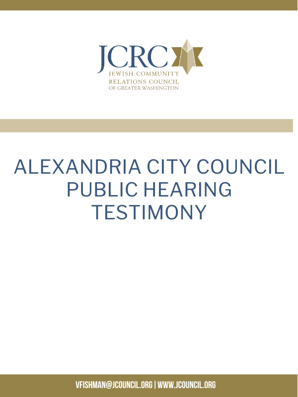 JCRC Testimony for Alexandria City Council Public Hearing September 14 2024