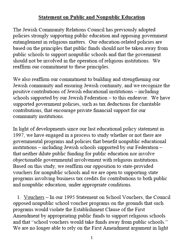 Public and Non Public Education Policy Resolution